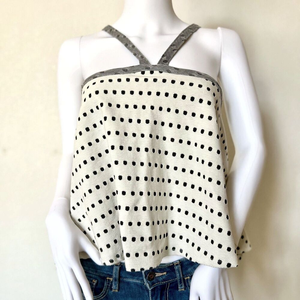 Anthropologie Postmark Jemma Jacquard Polka Dot Halter Tank Top Size S